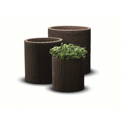 Keter set květináčů Cylinder S+M+L hnědá